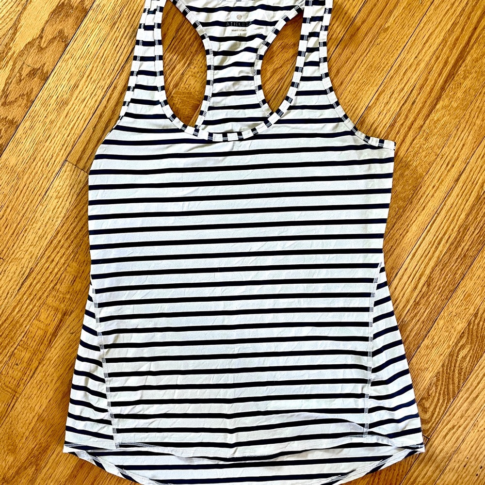 Athleta Striped Black and White Women's Tank Top